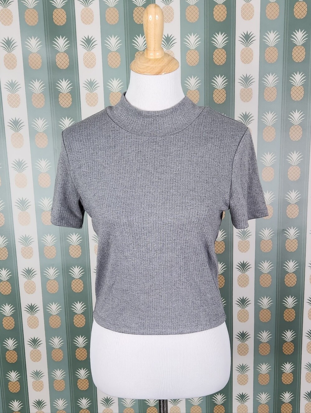 Heartloom Short Sleeve Mock Neck Ribbed Top